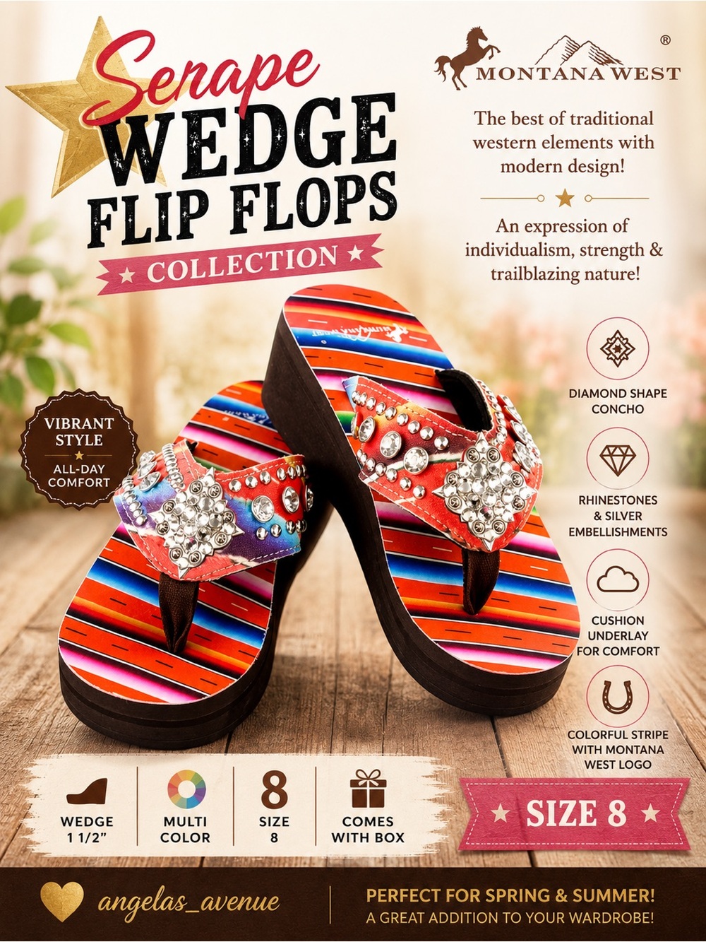 Montana West Serape Wedge Collection Flip Flop Wedges